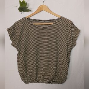 Retro Batwing Striped Black and White Women's Top Blouse Medium